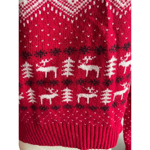 Prince & Fox Red Fair Isle Reindeer Christmas Sweater Medium - Picture 3 of 9